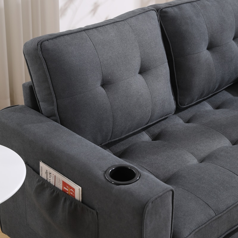 3-in-1 Upholstered Futon Sofa Convertible Floor Sofa bed