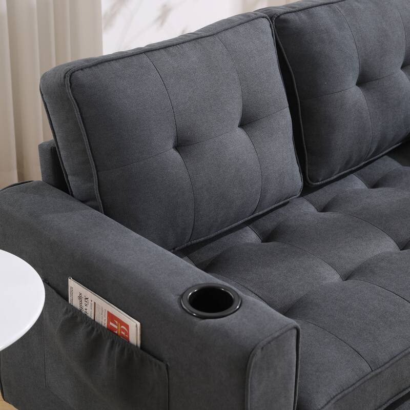 Versatile 3-in-1 Upholstered Futon Sofa Bed with Pull Out Sleeper and Multiple Functionalities