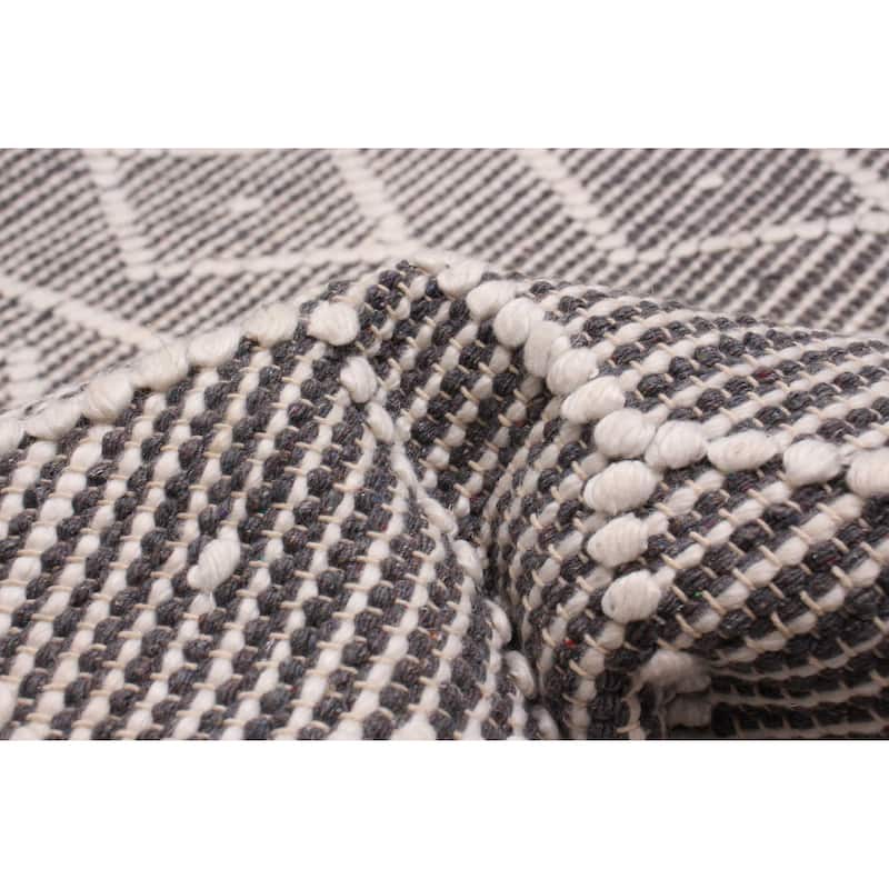 ECARPETGALLERY Braid weave Sienna Grey Wool Rug - 6'1 x 9'4