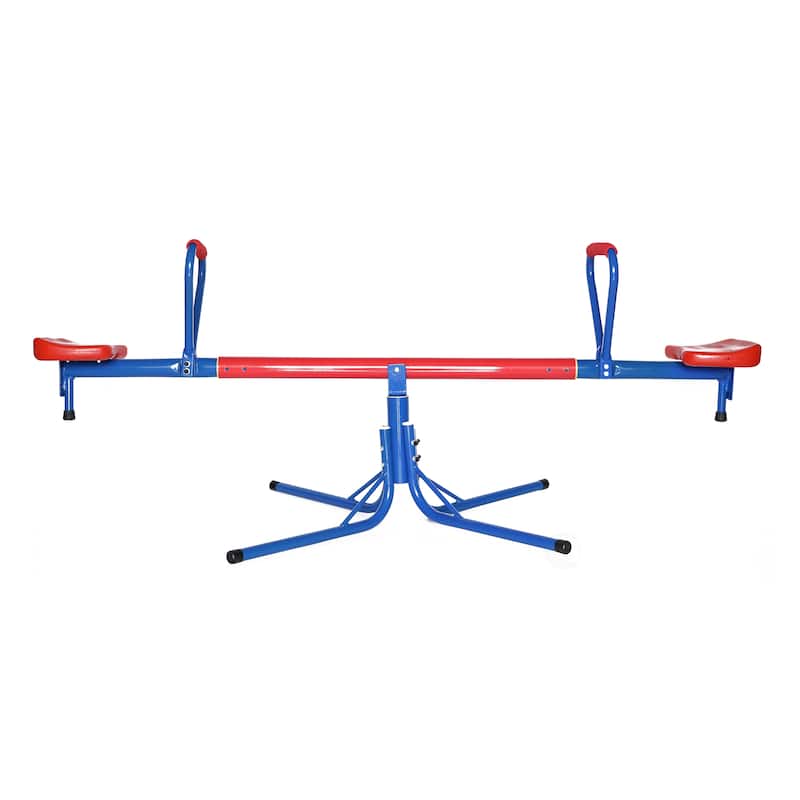 Extendable Outdoor Red and Blue Metal Rotating Seesaw - Kids - See Saw