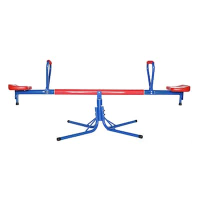 Extendable Outdoor Red and Blue Metal Rotating Seesaw