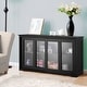 preview thumbnail 2 of 4, Wooden Buffet Cupboard Kitchen Storage Sideboard Sliding Door Black