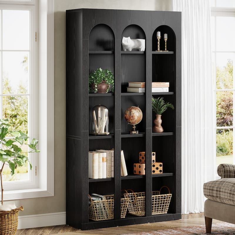 5-Tier Arched Bookshelf, 70.87-Inch Tall Bookcase for Home Office, Living Room - 39.37" W x 11.81" D x 70.87" H