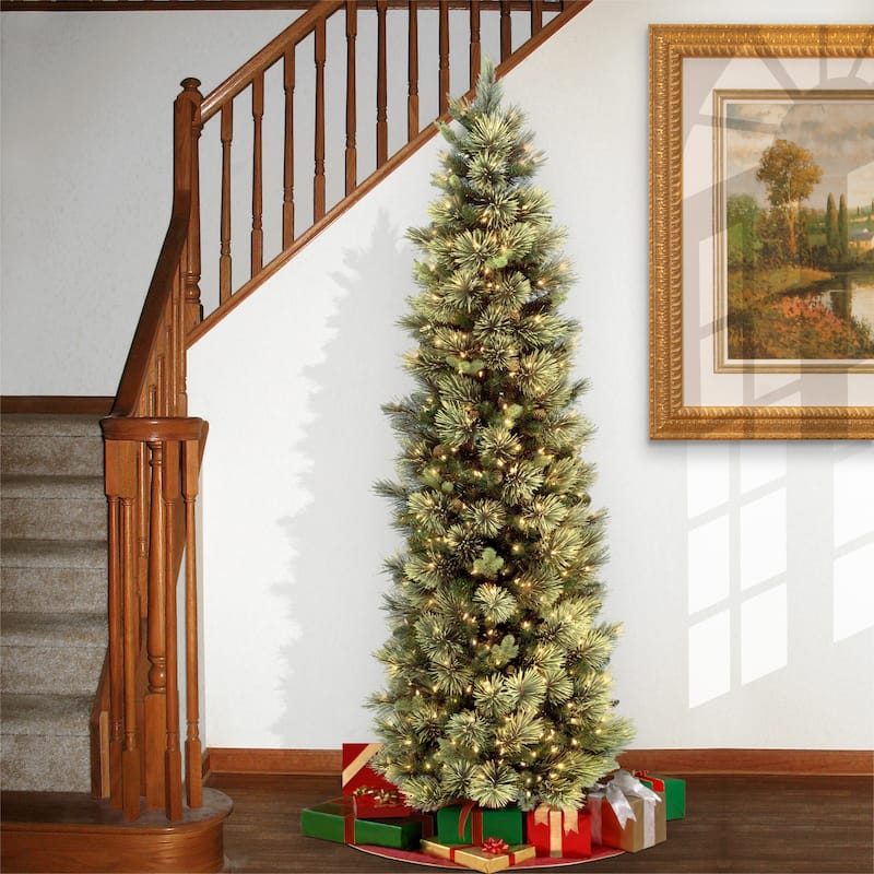 National Tree Company 7 ft. Carolina Pine Slim Tree with Clear Lights - 7 Foot - 7 Foot - Green