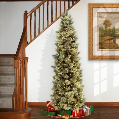 National Tree Company 9 ft. Carolina Pine Slim Tree with Clear Lights