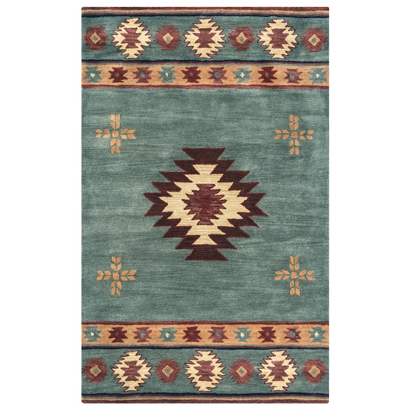 Alora Decor Ryder Southwestern Hand-tufted Wool Rug - 3' x 5' - Blue Gray