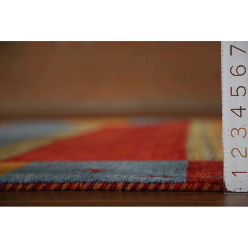 Hand Knotted Oriental 100% Wool Carpet Tribal Animal Pictorial Multi-Colored Gabbeh Area Rug - 9' 9'' X 6' 5''
