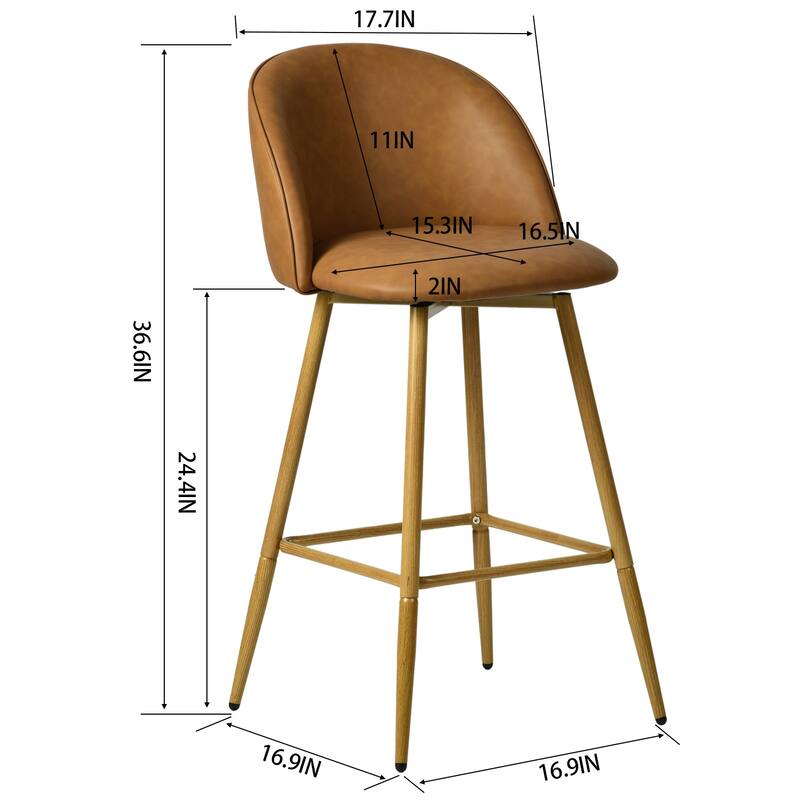 Homy Casa Upholstered Counter Stools with Curved Back and Metal Legs for Kitchen Islands,Breakfast Bars