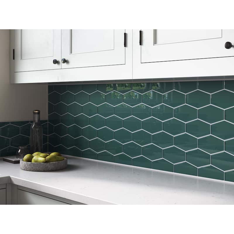 Cruz Bay Studio MKT2871 Long Hex - 11" x 11" Geometric Wall Tile -