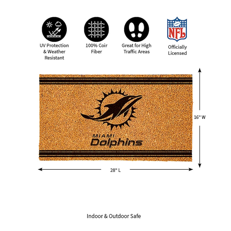 Miami Dolphins Monochrome Indoor/Outdoor Coir Door Mat
