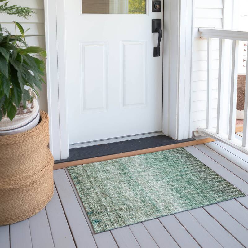 Machine Washable Indoor/ Outdoor Contemporary Ombre Chantille Rug - Teal - 1'8" x 2'6"