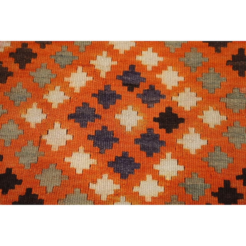 Kilim Qashqai Persian Vintage Rug Flatweave Red Wool Carpet - 4'8"x 7'1"
