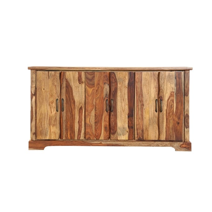 HomeRoots 72" Brown Solid Wood Live Edge Sideboard with Six Doors - 72.00 in. x 36.00 in. x 16.00 in.