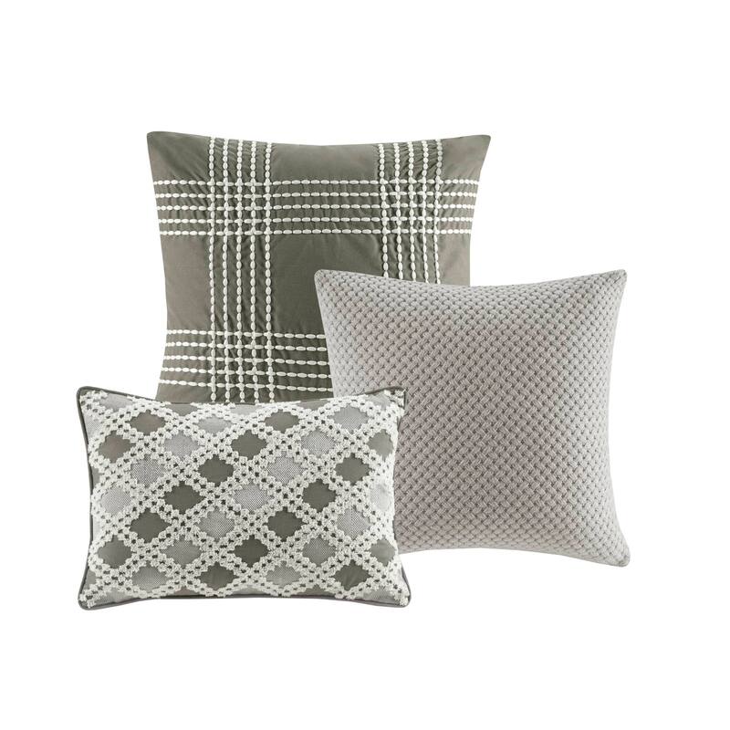 Madison Park Signature Essence Oversized Cotton Clipped Jacquard Comforter Set with Euro Shams and Throw Pillows