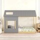 preview thumbnail 27 of 30, Full Size House Bed With Roof And Window - White+Natural