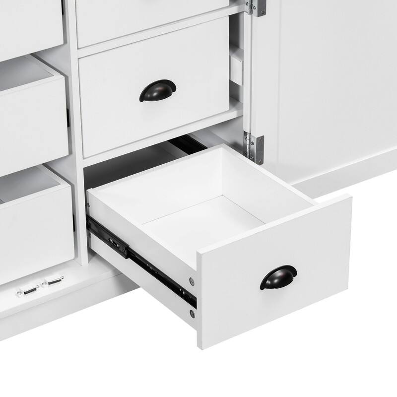 Freestanding 72"Tall Kitchen Pantry with Drawers, Door Shelves, Adjustable Shelves and Pull-out Trays