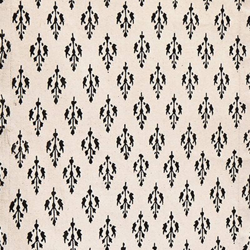 Emma Block Print All Over Black Abstract Print on Beige Background Cotton Machine Washable Table Runner , 72" x 14.5"-in.