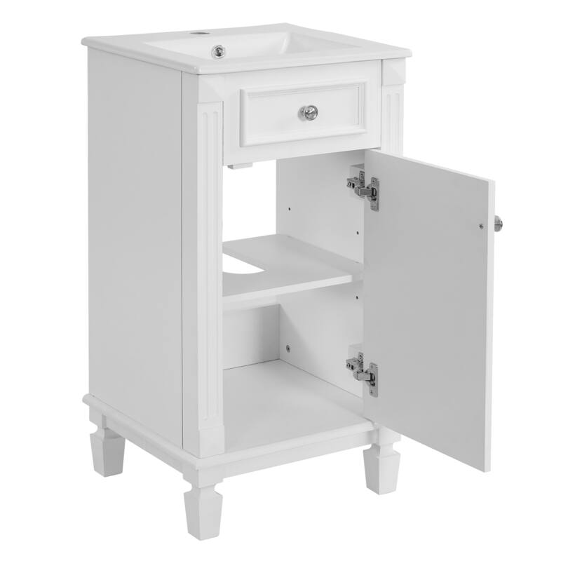 18" Freestanding Bathroom Vanity with White Integrated Ceramic Sink - 17.9'' x 16.14'' x 33.7''