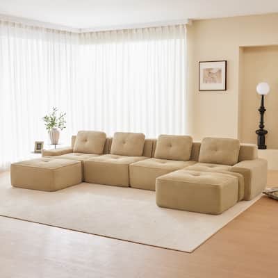 152.8" Modern U-Shaped Modular Anti-slip Design Sectional Sofa with 2 Ottomans