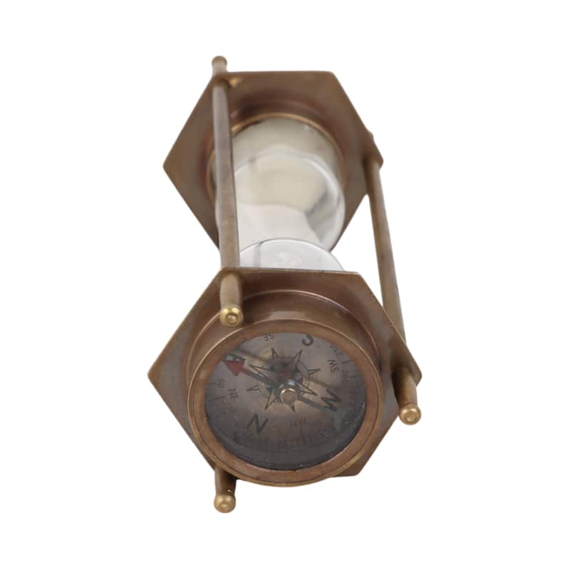 Metal Decorative Object Compass Design Transitional Accent - 5" Brown - 2" x 2" x 5"