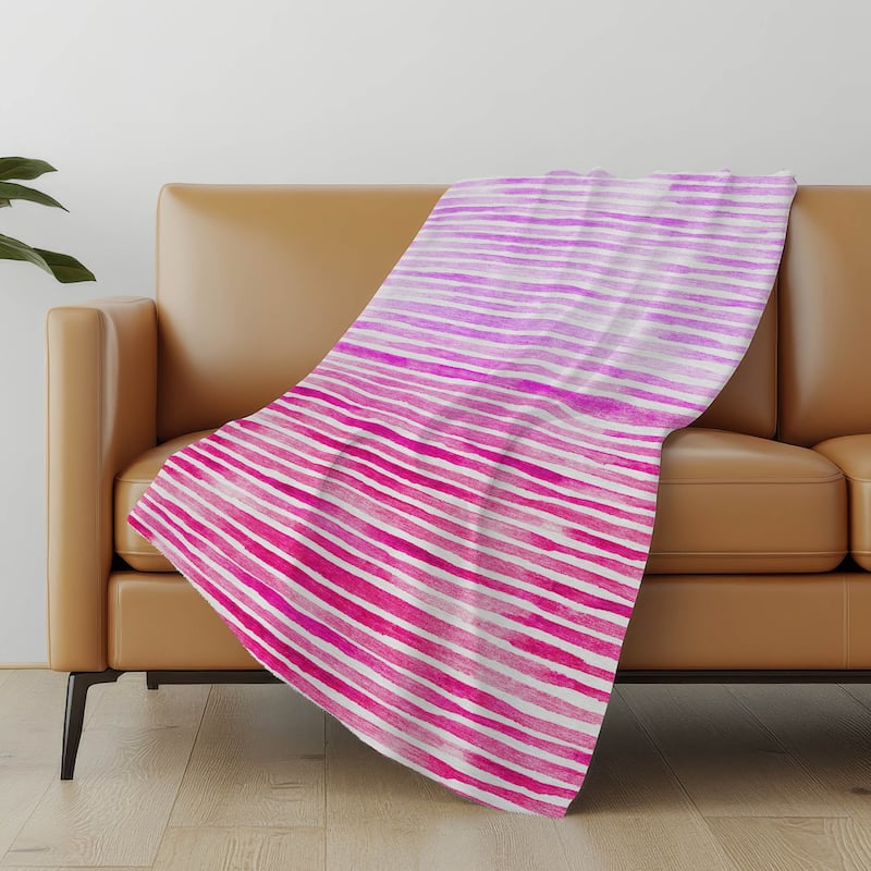 Premium Machine Washable ASB187 Ombre Stripes Sherpa Throw Blanket - Pink - 4'2" x 5'10"