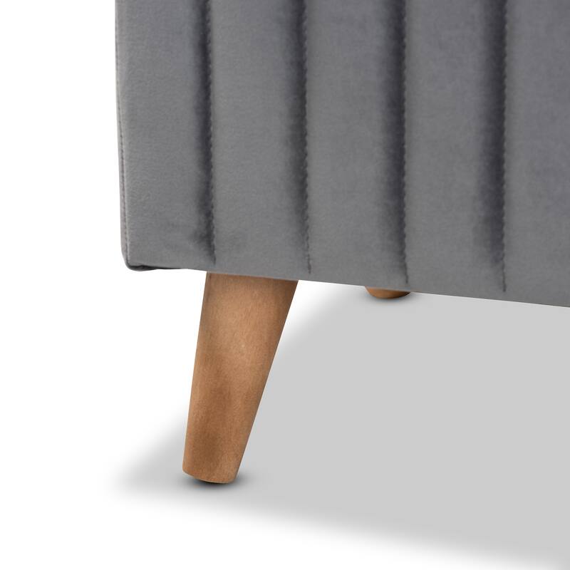 Hanley Modern and Contemporary Velvet Fabric and Wood Storage Ottoman