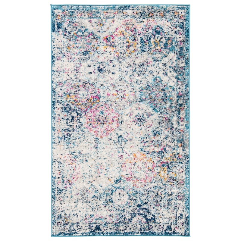 SAFAVIEH Madison Avery Boho Chic Distressed Area Rug - 2' 3" x 4' - Navy/Teal - Runner/Rectangle