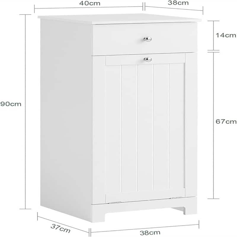 White Bathroom Laundry Cabinet with Basket - 14.96"D x 15.75"W x 35.43"H