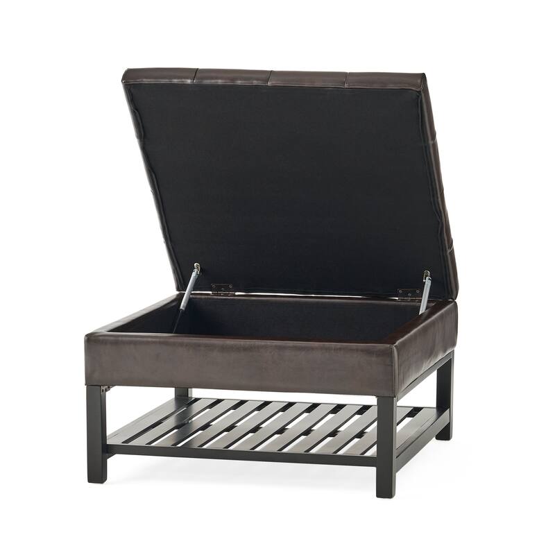 Miriam Wood Square Storage Ottoman Bench by Christopher Knight Home