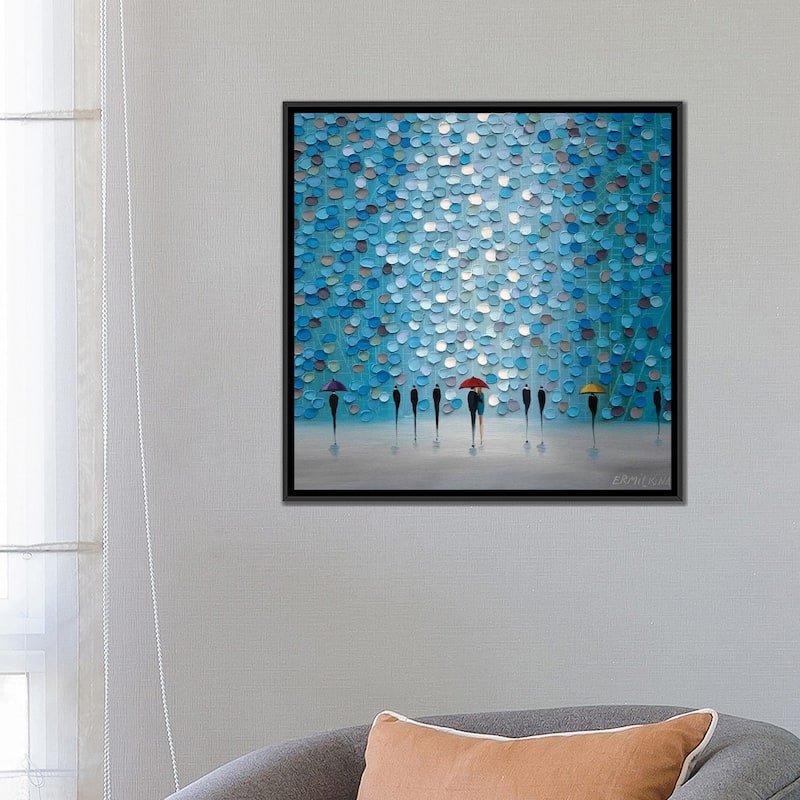 iCanvas "3 Tiny Umbrellas" by Ekaterina Ermilkina Framed Canvas Print
