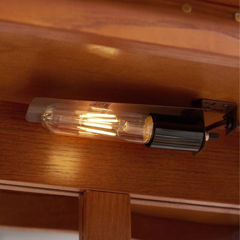 Lighted Glass Curio Display Cabinet with 1 Drawer and Bulb