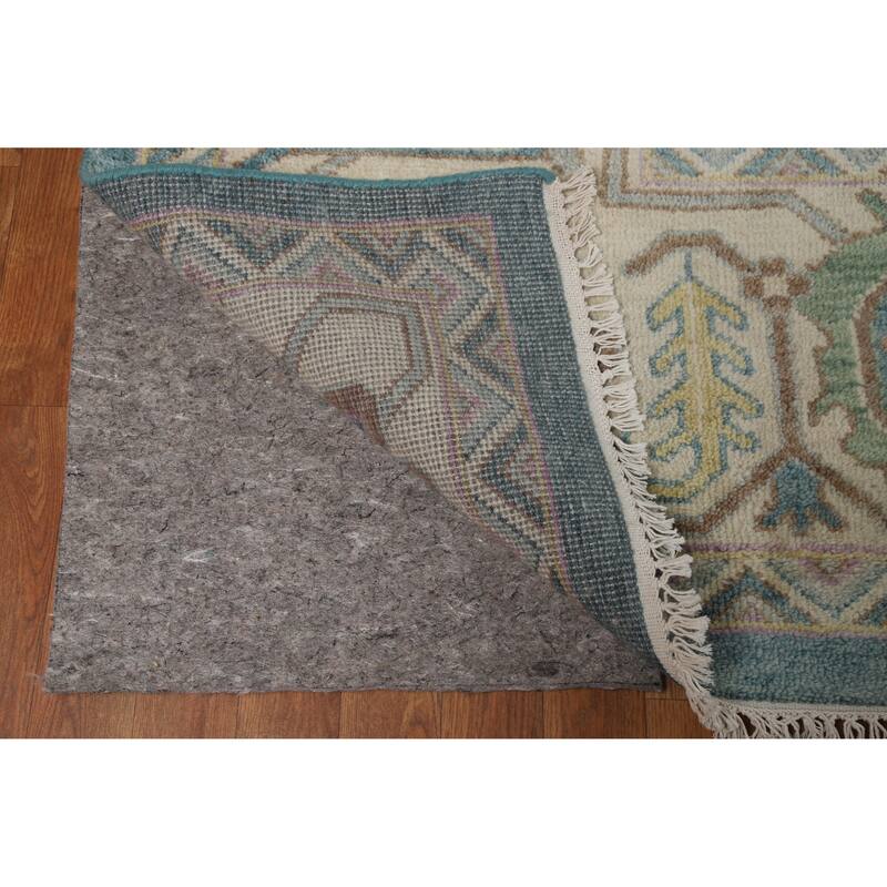 Floral Blue Oushak Indian Large Rug Handmade Wool Carpet - 11'10" x 14'9"