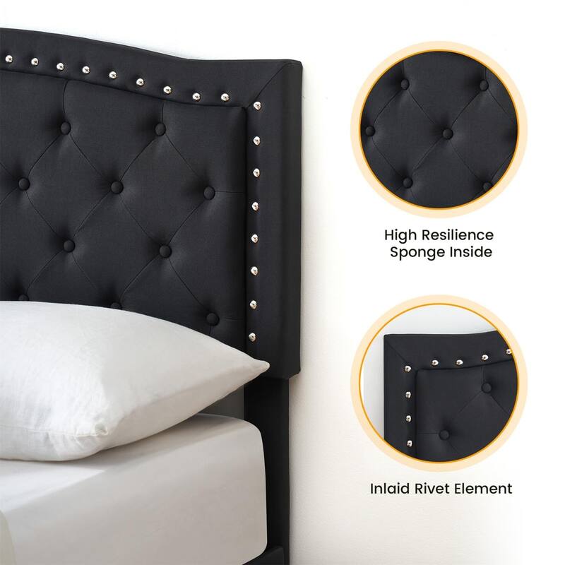 Full Size Bed Frame with Adjustable Headboard