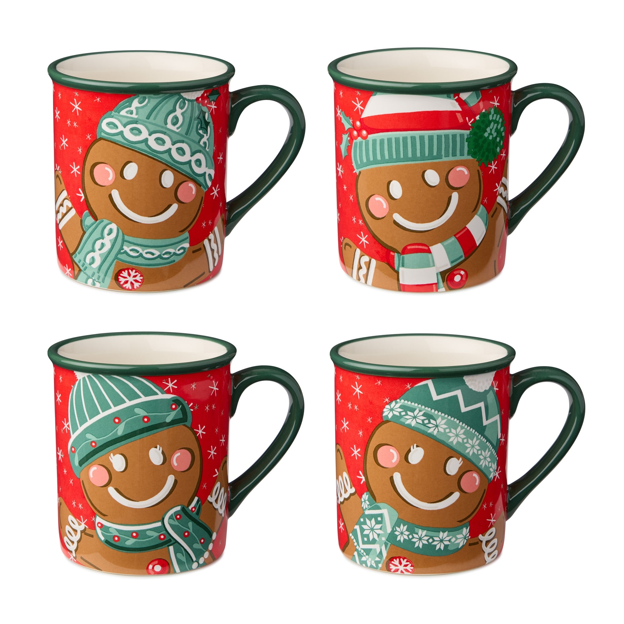 Certified International Christmas Whimsy Gingerbread Set of 4 Mugs 18 oz. Assorted Designs
