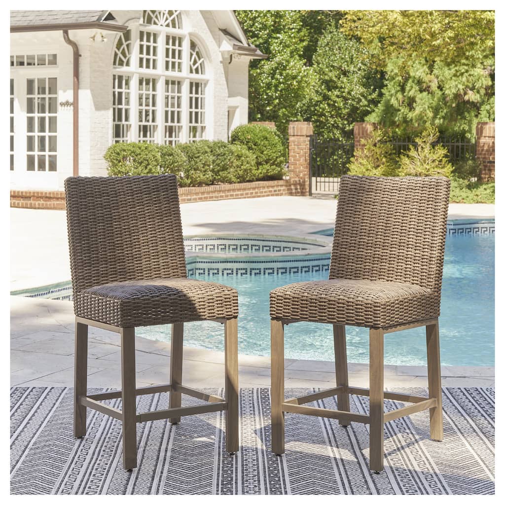 Signature Design by Ashley Walton Bridge Driftwood Outdoor Bar Stool (Set of 2) - 20.38" W x 26.88" D x 44.5" H