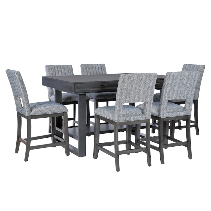 Wilson Grey Wooden 7-Piece Counter Height Dining Set