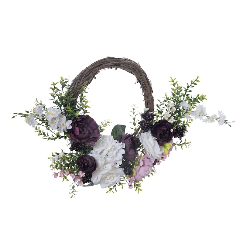 Transpac Synthetic Fabric 20 in. Multicolor Spring Flower and Twig Wreath - Multi