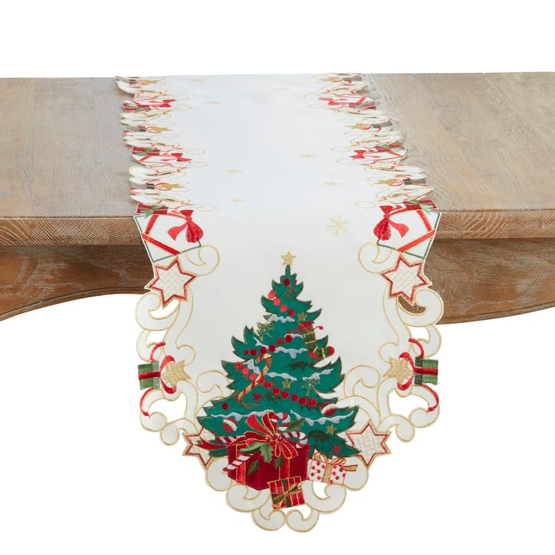 Christmas Tree Table Runner - 14"x72" - White