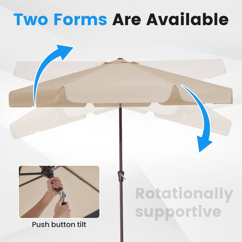 10ft Patio Market Umbrella with UV-Resistant and Sagging Edge Designed