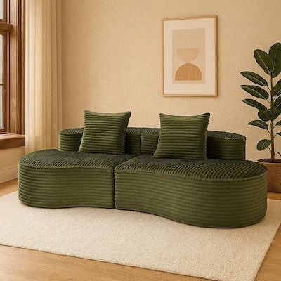 Moon Bay Lounge Couch Curved Sectional Sofa Corduroy Compressed Sofa