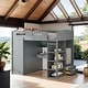 preview thumbnail 2 of 8, Full Size Loft Bed with Desk, Wardrobes, 4 Drawers and 4 Shelves, Grey