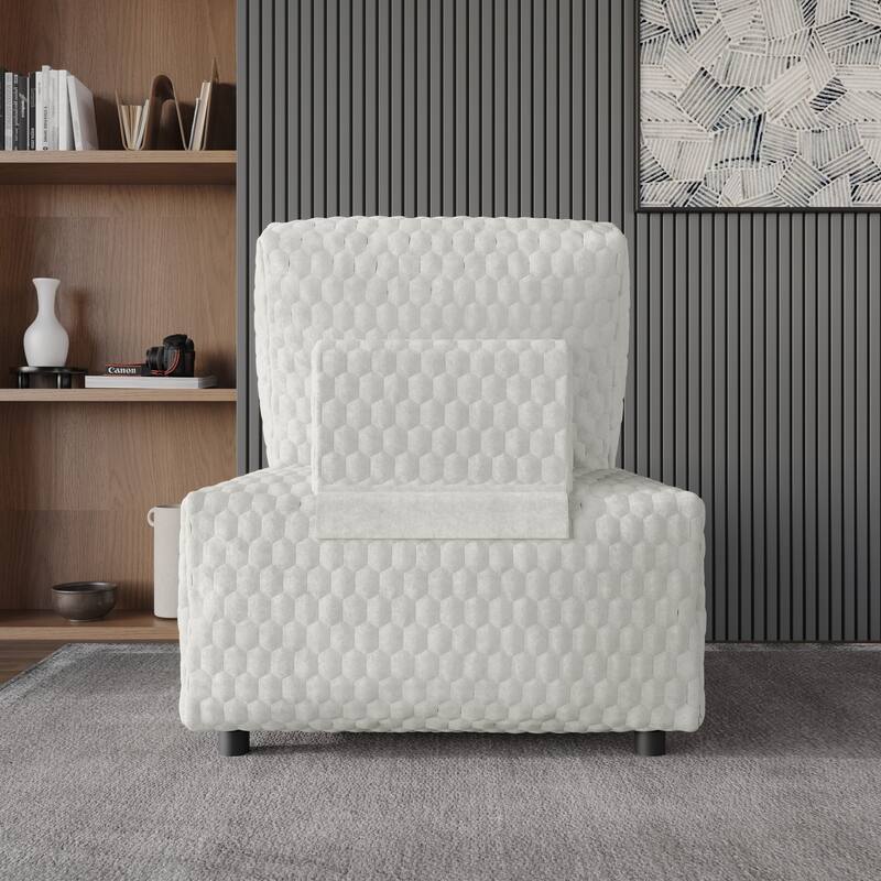 Clayfell Amos Velvet Accent Chair for Living Room - Removable Cover, High-Density Foam & Silent Footrest