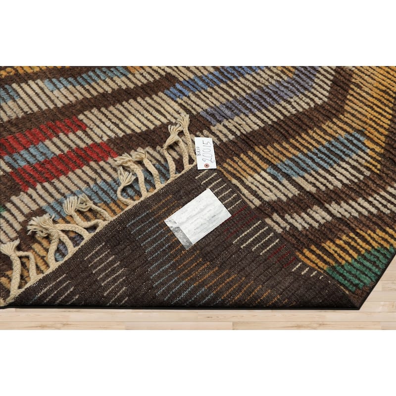 8x10 Tibetano Hand Knotted Wool Ivory Moroccan Modern & Contemporary Boho Rug - 8' x 10'