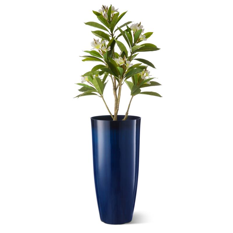 Glitzhome 30"H Set of 2 Oversized Gradient Cobalt Blue/Turquoise/Red Tall Plastic Planter