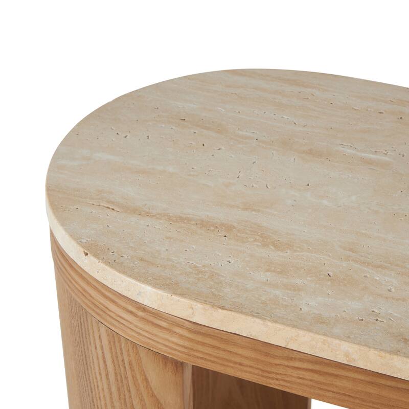 Black Metal Curved Support Console Table with Brown Oval Wood Top