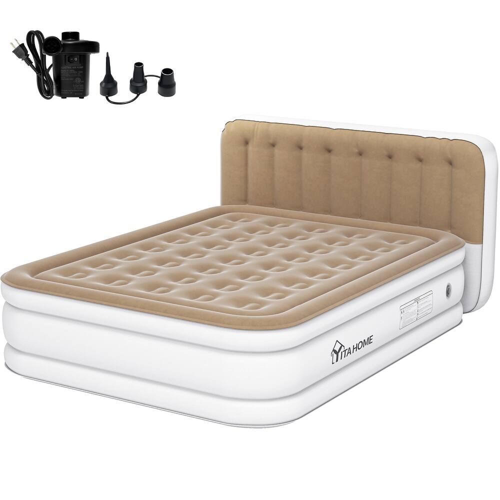 Moasis Queen Air Mattress with Inflatable Headboard
