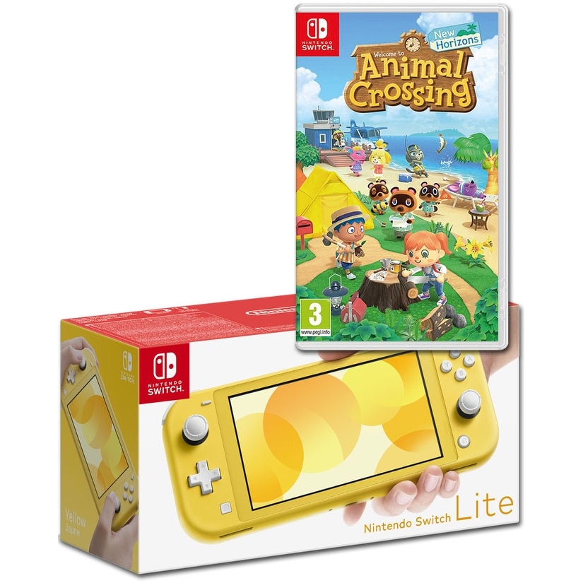 Nintendo switch lite yellow bundle top animal crossing