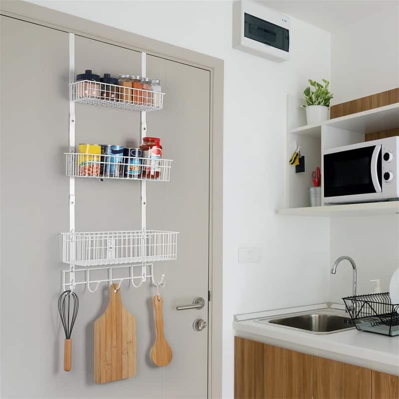 Over the Door Pantry Organizer 3 Tier Hanging Basket - 5.5"D x 16.5"W x 35.4"H
