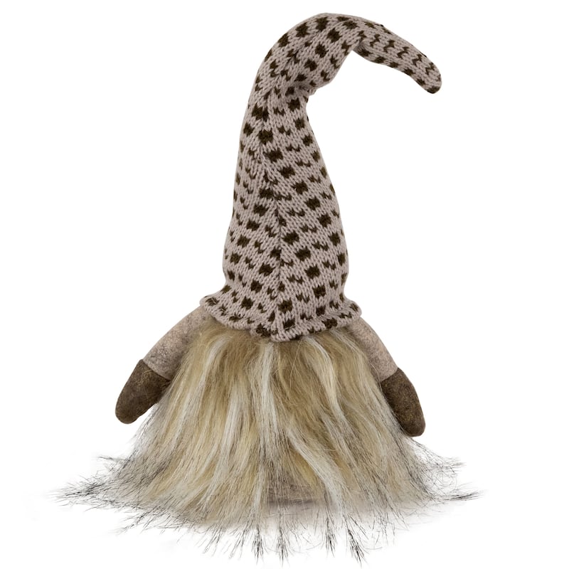 Long Haired Standing Gnome Christmas Figure - 13" - Beige and Brown