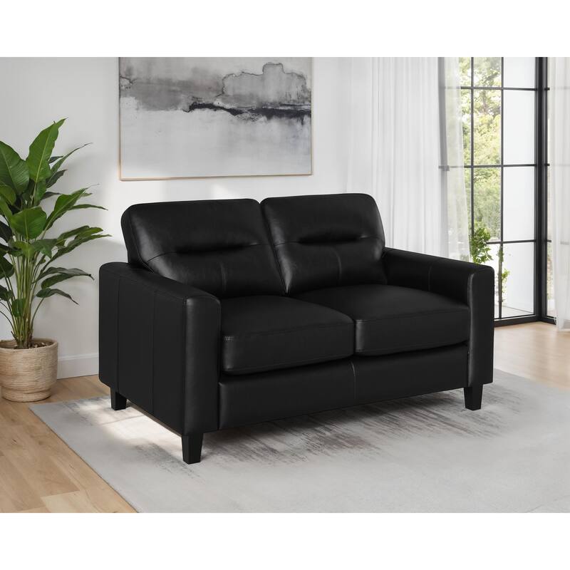 Scotland Faux Leather Upholstered Track Arm Loveseat